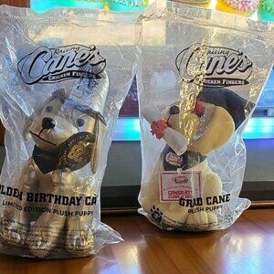 New factory sealed Raising Cane's Plush Puppy Set Birthday and Graduation 2025